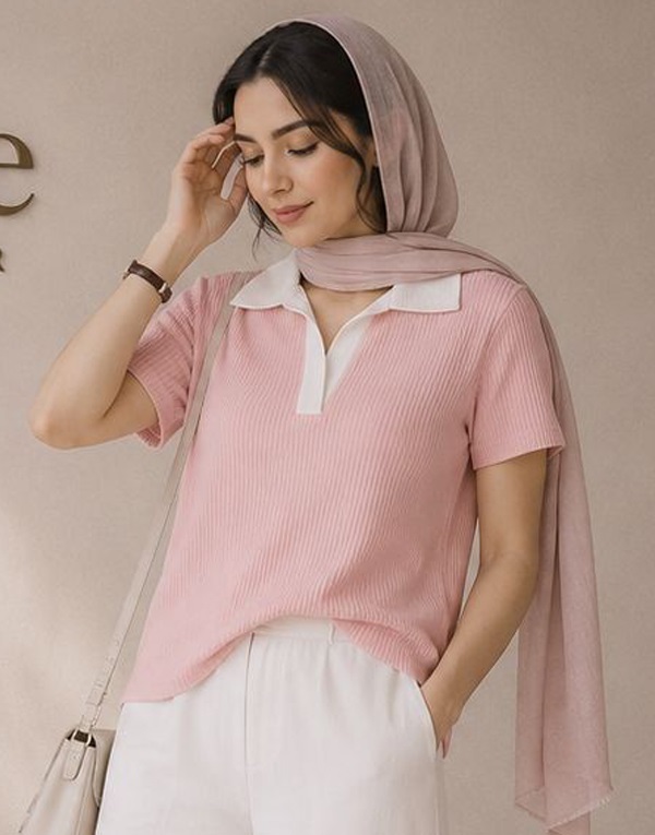 پلوشرت ترک برند ZARA یقه سفید جانان